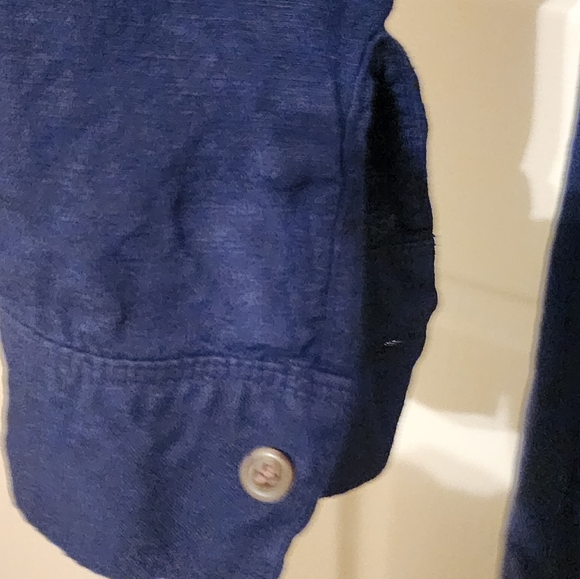 LOFT Blue Hi-lo Size Large Linen Blend Dress - Picture 4 of 7